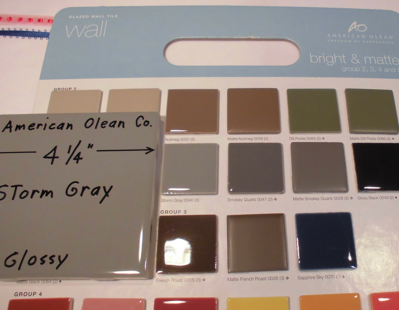 9 pcs. Glossy *Dark Storm Gray * 4-1/4″ Ceramic Tiles by American Olean Co. NEW