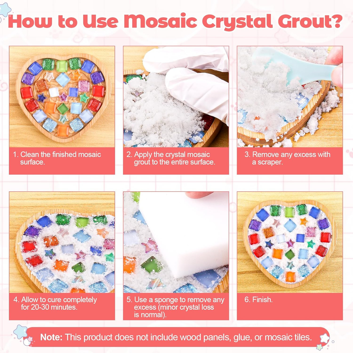 Mosaic Crystal Grout – Translucent Mosaic Grout Filler for Tiles Crafts, No N…
