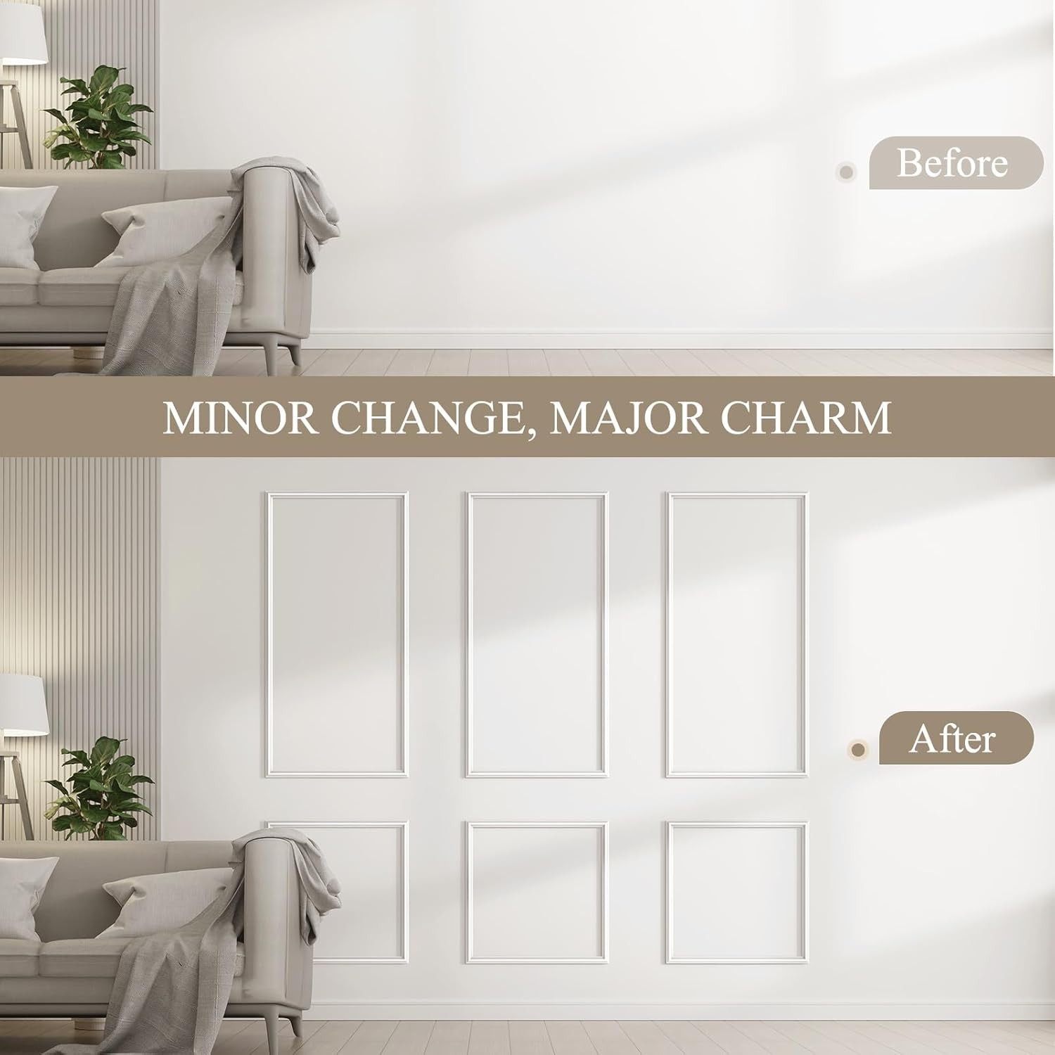 3 Sets Peel and Stick Wall Molding Kit, Premade Wainscoting Panels for Interior