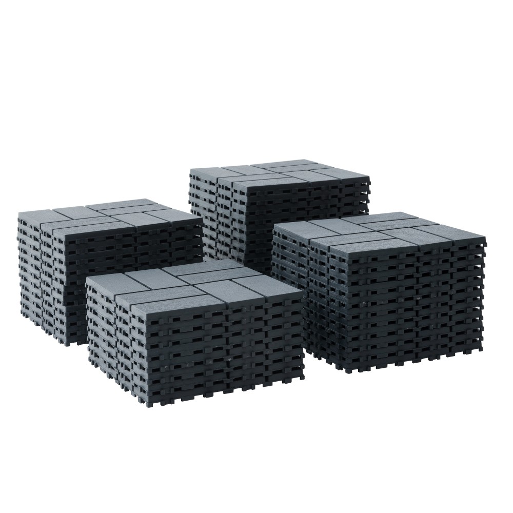 44 Pack Plastic Interlocking Deck Tiles 12″x12″ Square Waterproof All Weather