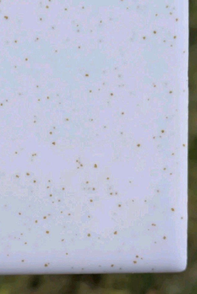 Gold Sparkle Dust on White 4-1/4″ Glossy Speckled Romany Spartan Tile New N-871