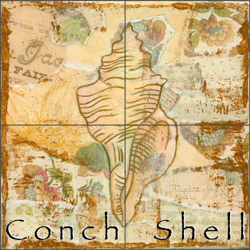 Ceramic Tile Mural Backsplash McKenna Sea Life Conch Shell Art CCI-BRI251