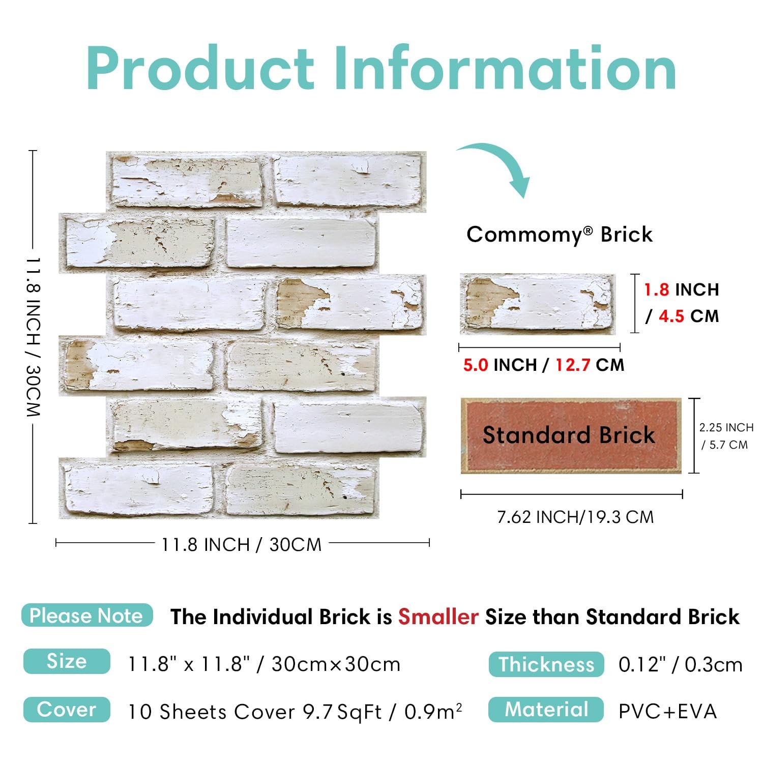 3D Brick Wall Panels Peel and Stick – 10 pcs 11.8″x11.8″ Small Size Thin PVC …