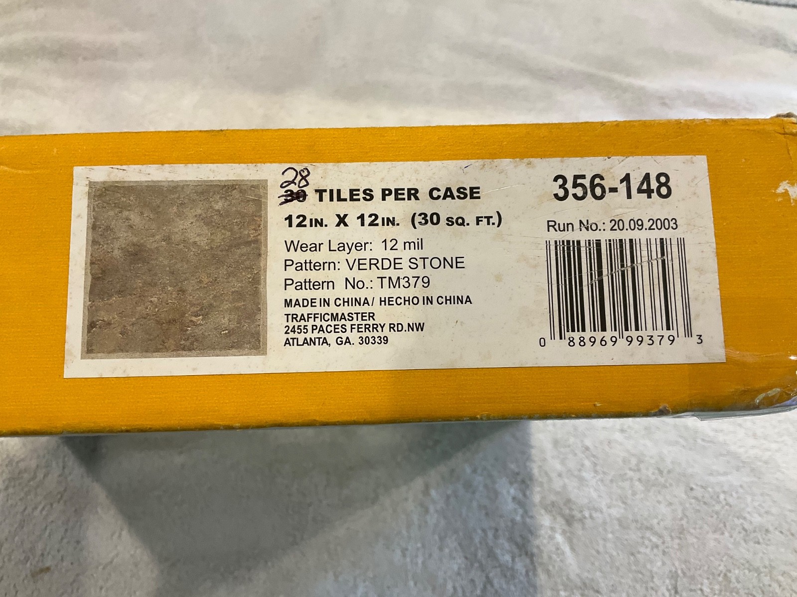 4 Pieces Traffic Master 12×12 Verde Stone TM379 Peel And Stick Vinyl Flooring