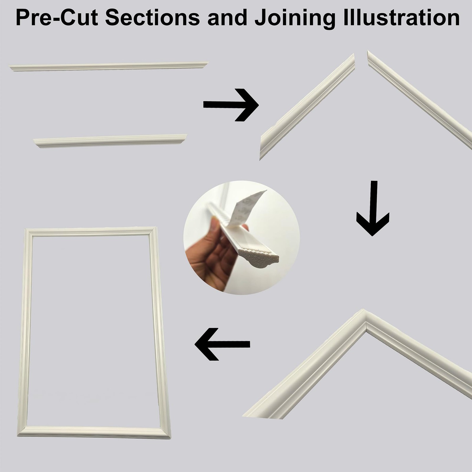4 Set Peel and Stick Wall Molding Kit, Pre-Cut Mitered Picture Frame Molding …