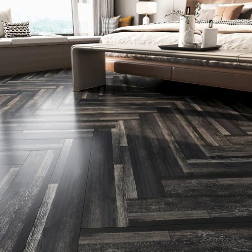6″x36″ 17Pcs Peel and Stick Floor Tile Reclaimed Wood 17-Tiles 6x36inch Black