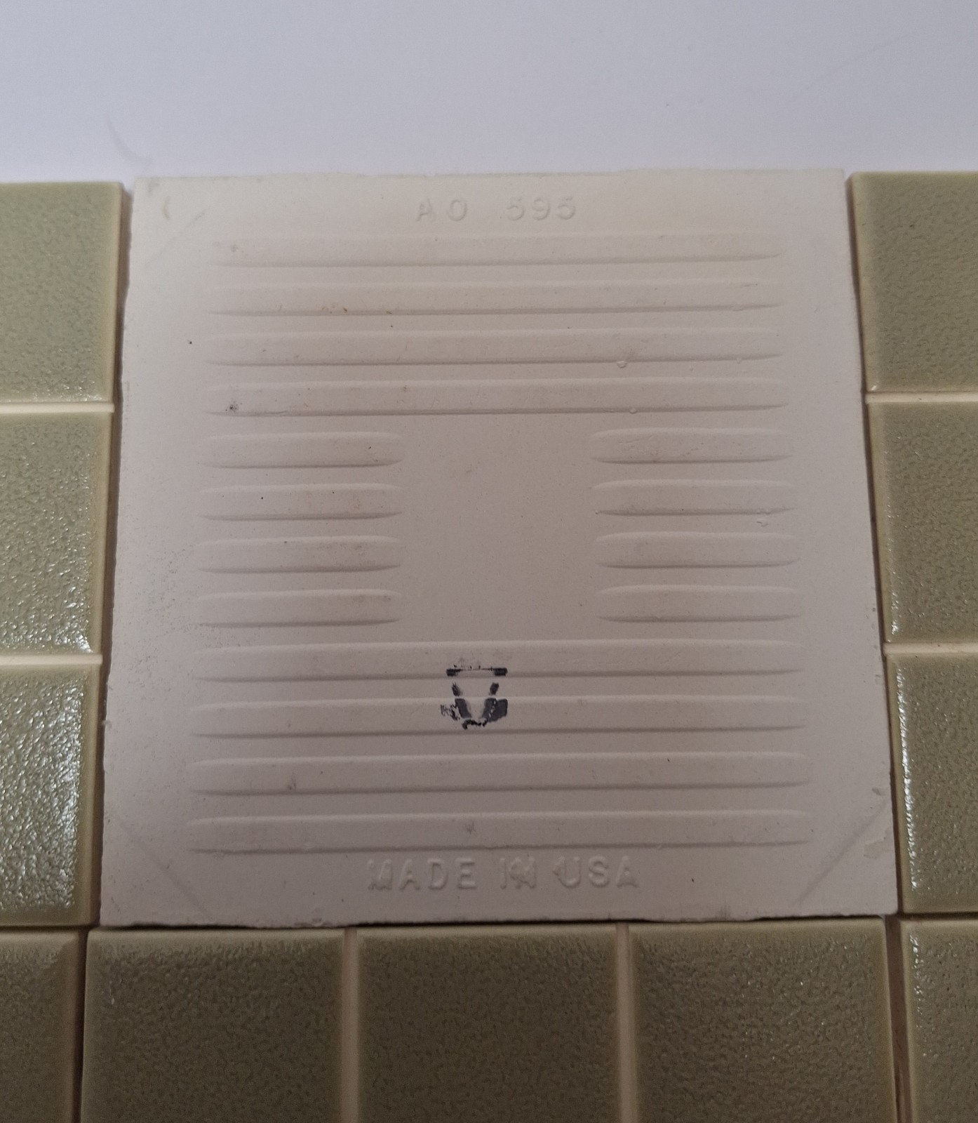 10 VTG American Olean 4-1/4″ Scored 9ths Tile Crystalline Avocado Green #377 NOS