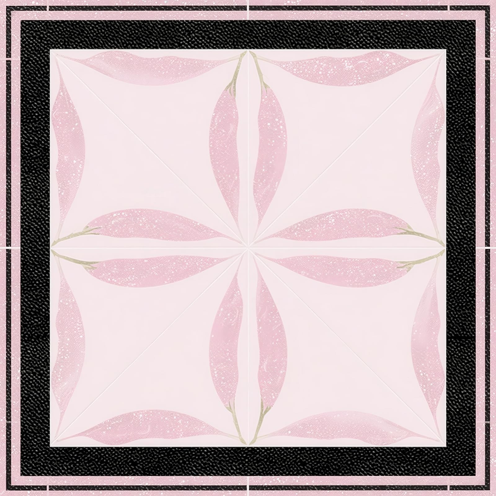 10PCS 12×12 Inch Pink Glitter Leaf Petal Pattern Floor Tiles Peel and Stick R…