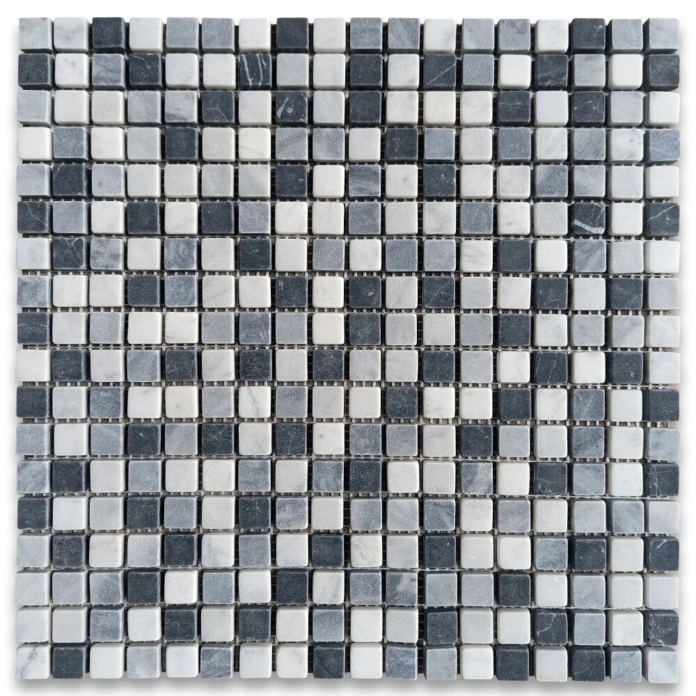 C227XT Carrara White Bardiglio Gray Marble Square Mosaic Tile