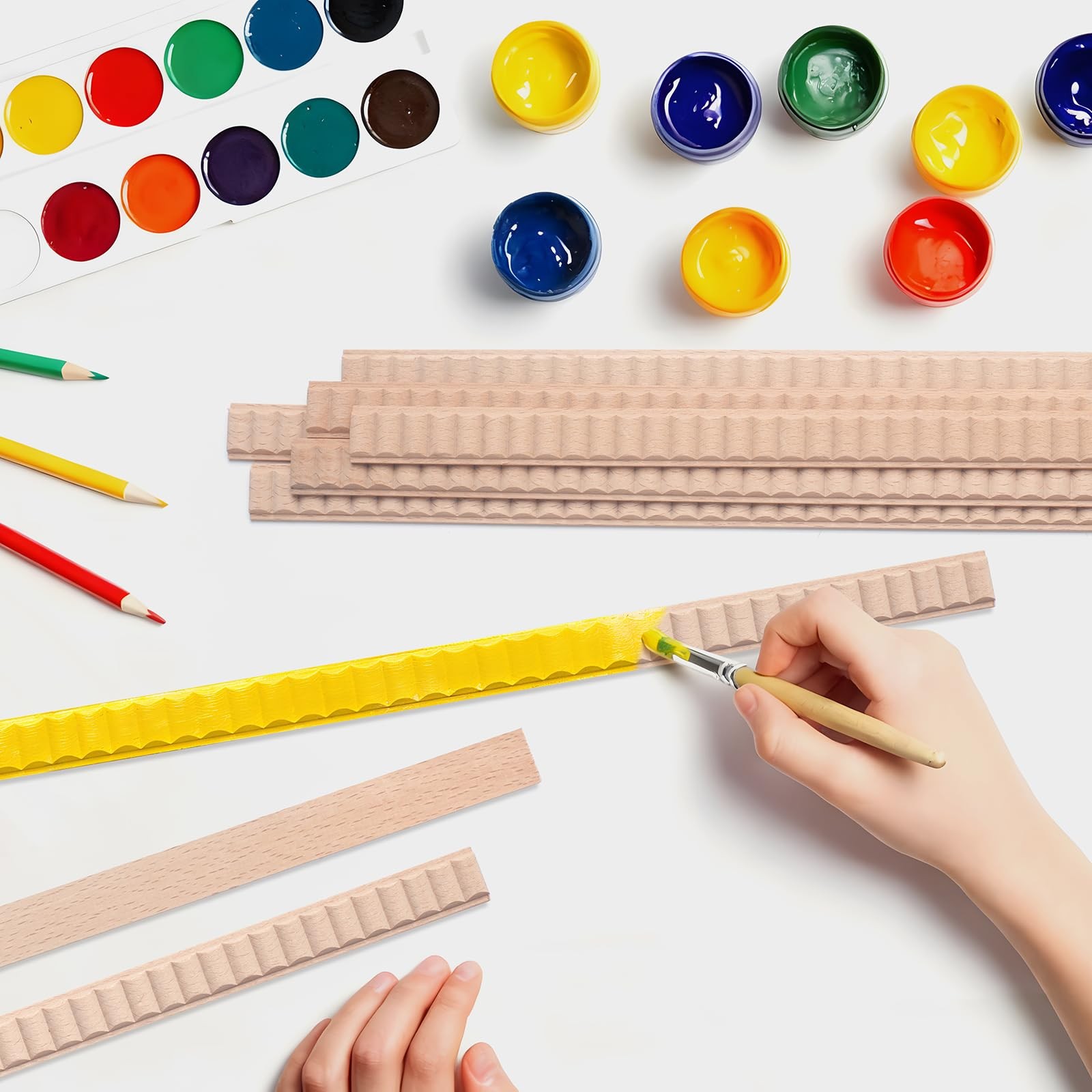 Wood Trim Molding Decorative, Wavy Wood Moldings & Trims, 12 PCS 15.8 inch Lo…