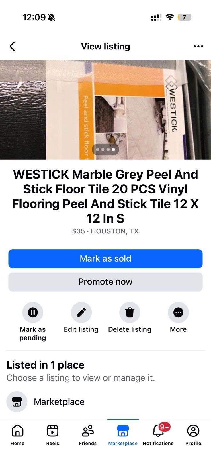 WESTICK Marble Gray Peel & Stick Vinyl Floor Tile 12×12 in 20 pcs 20 sq ft