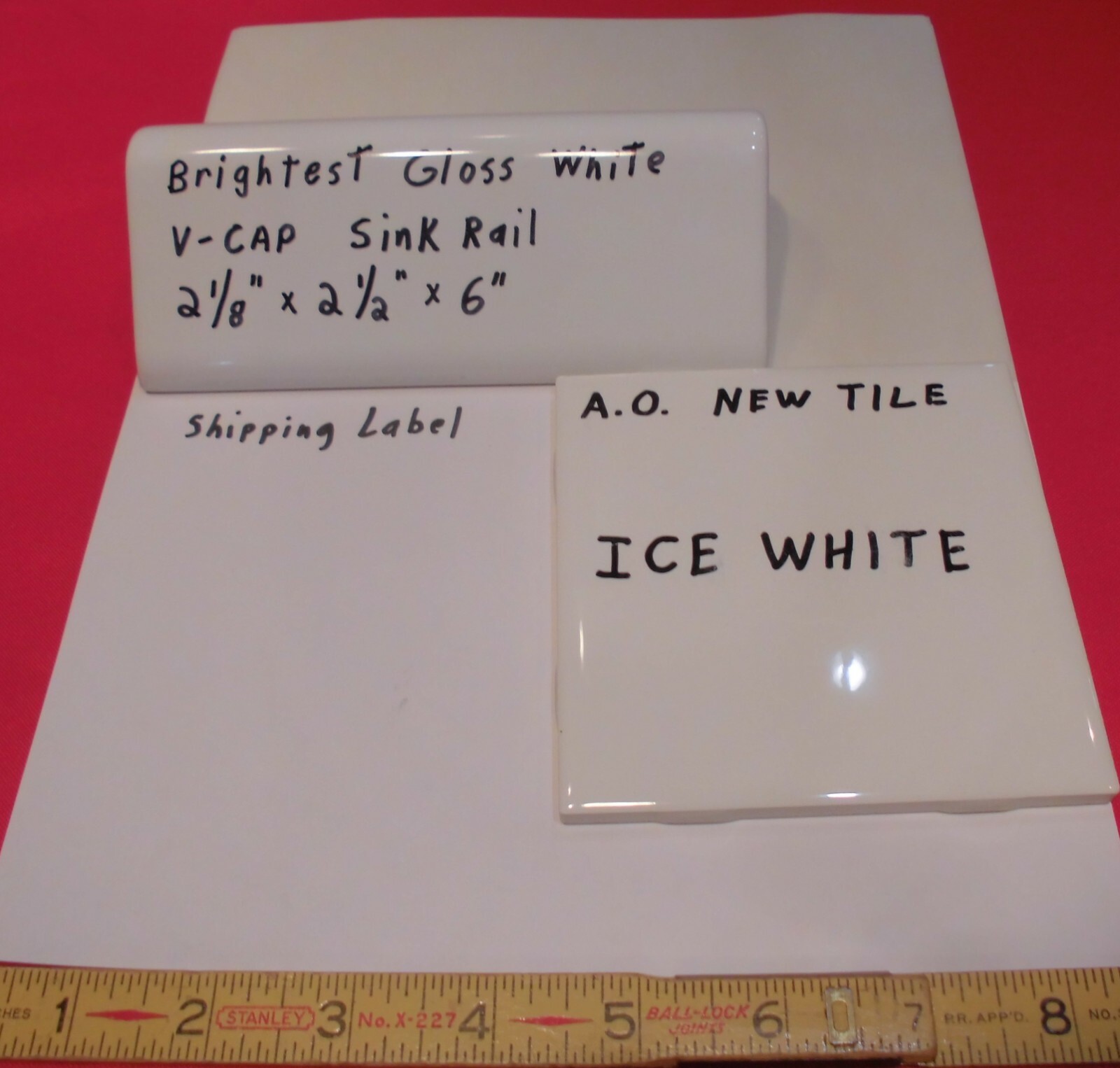 1 pc. “Brightest Gloss White” V Cap; Ceramic Trim Tile; Counter Top Edging: NEW