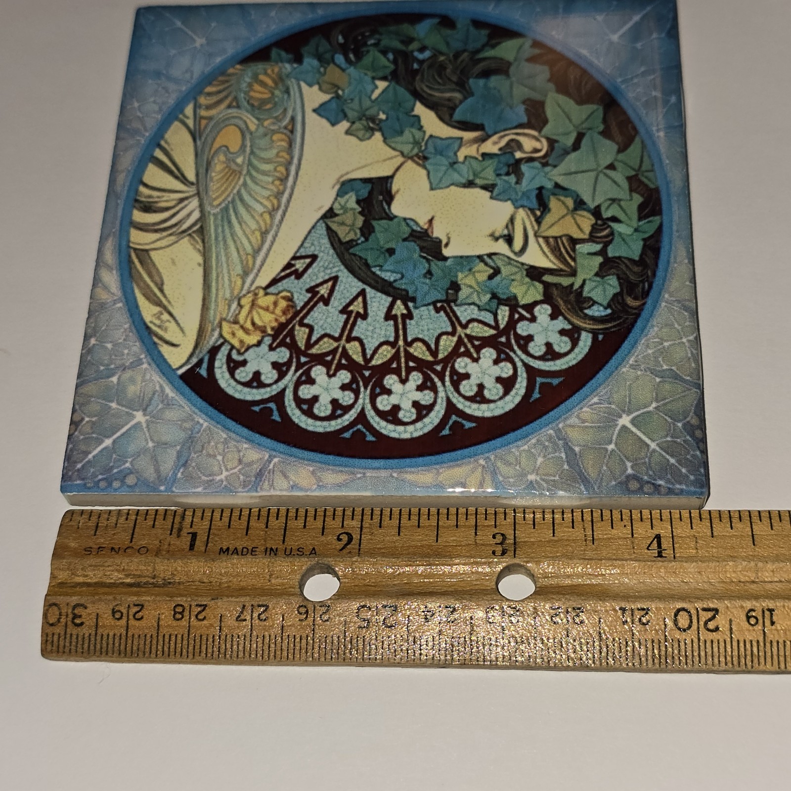 3 Art Nouveau 4.5″ X 4.5″ Alphonse Mucha Ceramic Decorative Backsplash Tile