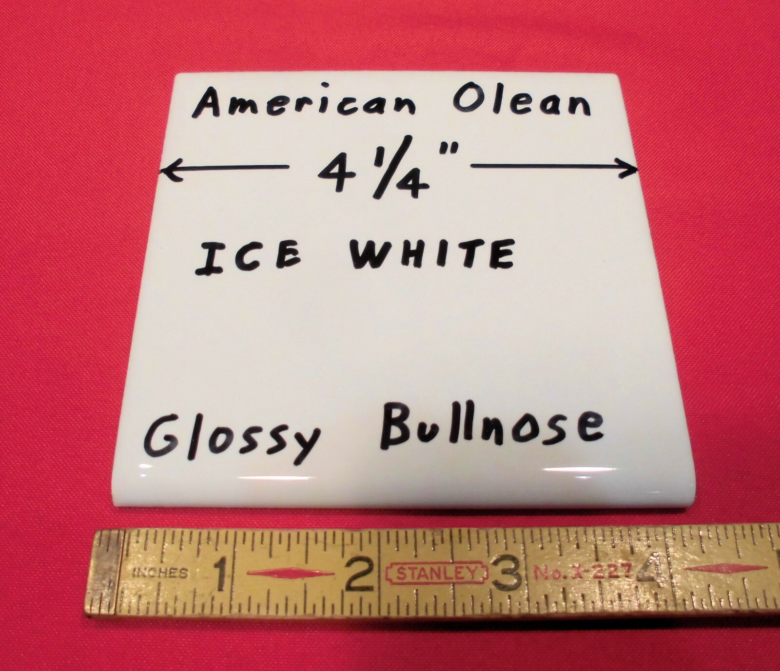 1 pc. *Brightest Ice White* 4-1/4″ Ceramic Bullnose Tile by American Olean; New