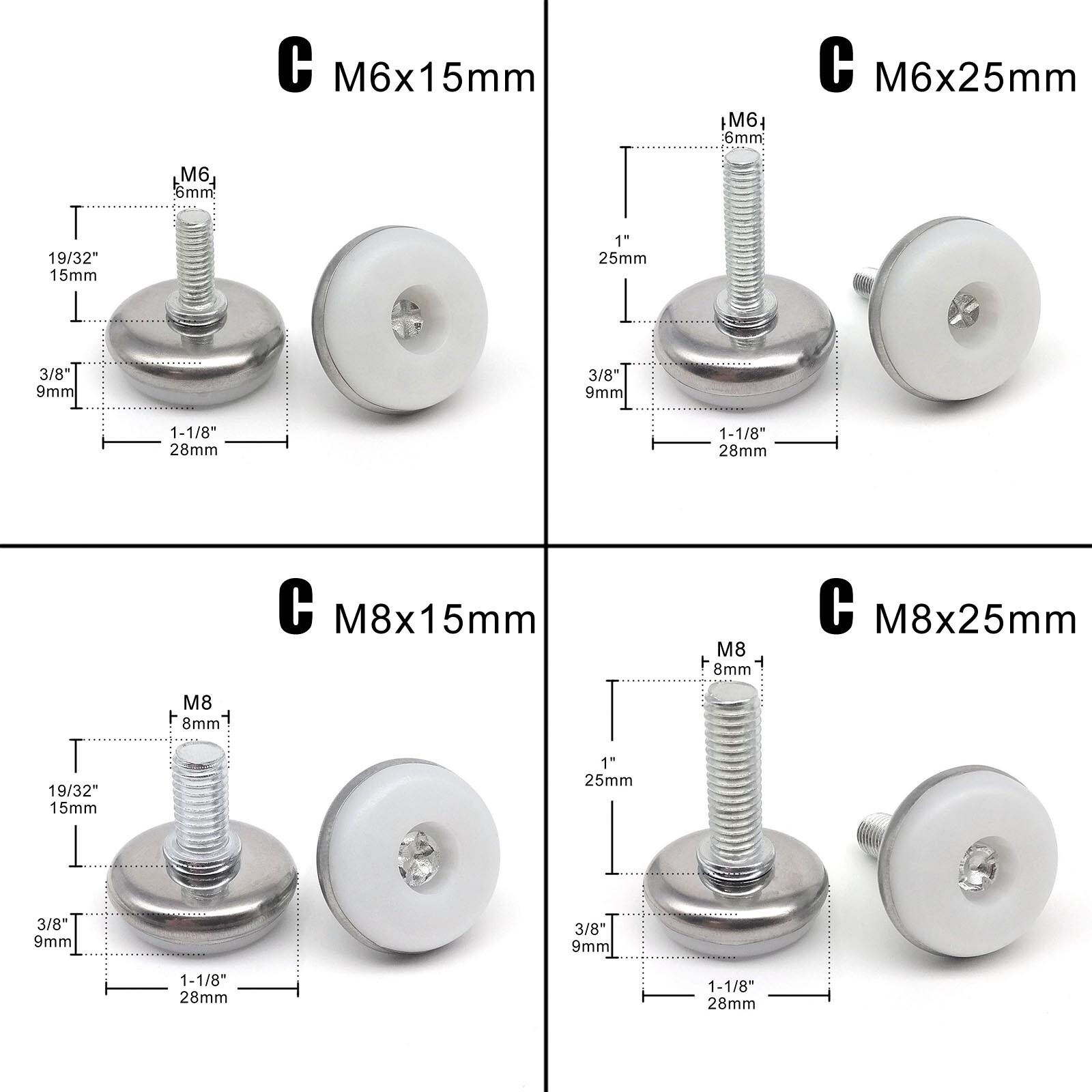 4/12pc Furniture Table Chair Sofa Leg Feet Adjustable Slide Base Glide Pad Screw