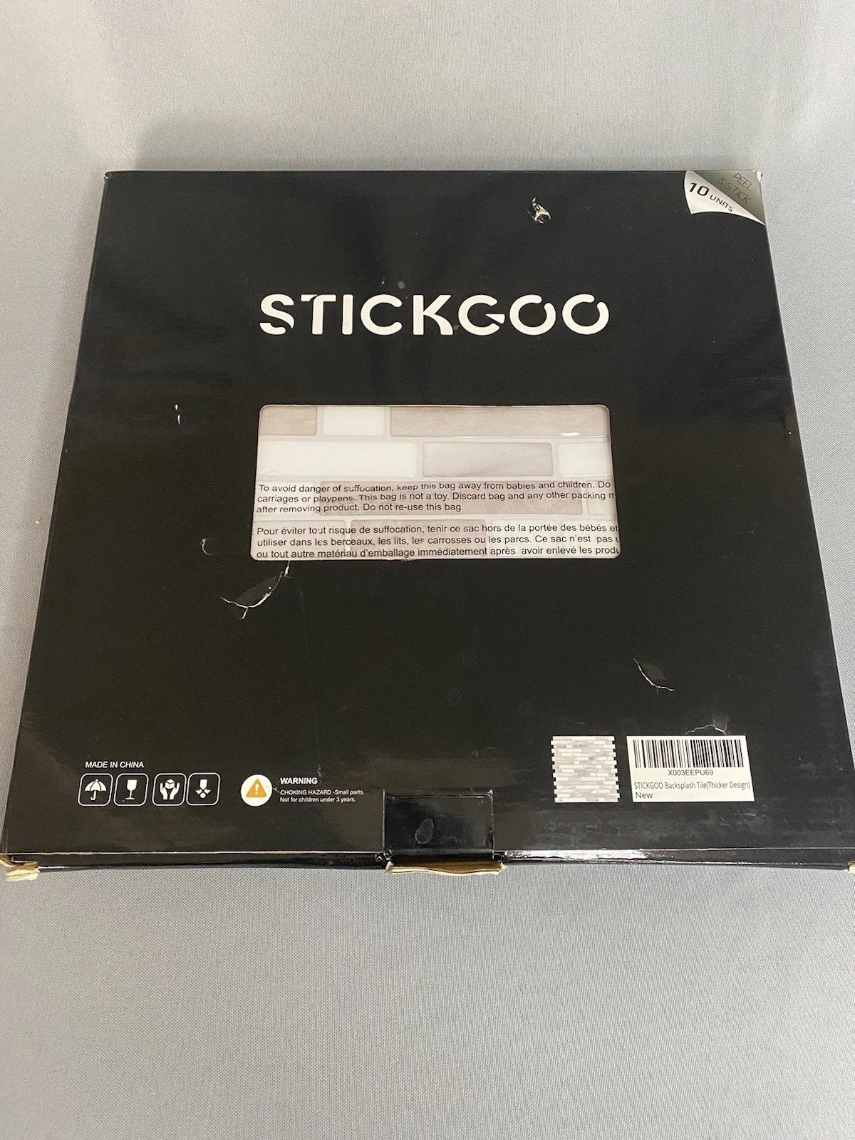 STICKGOO Thicker Design Peel & Stick Tile Backsplash 12”x12” 10 Count Beige/Whit