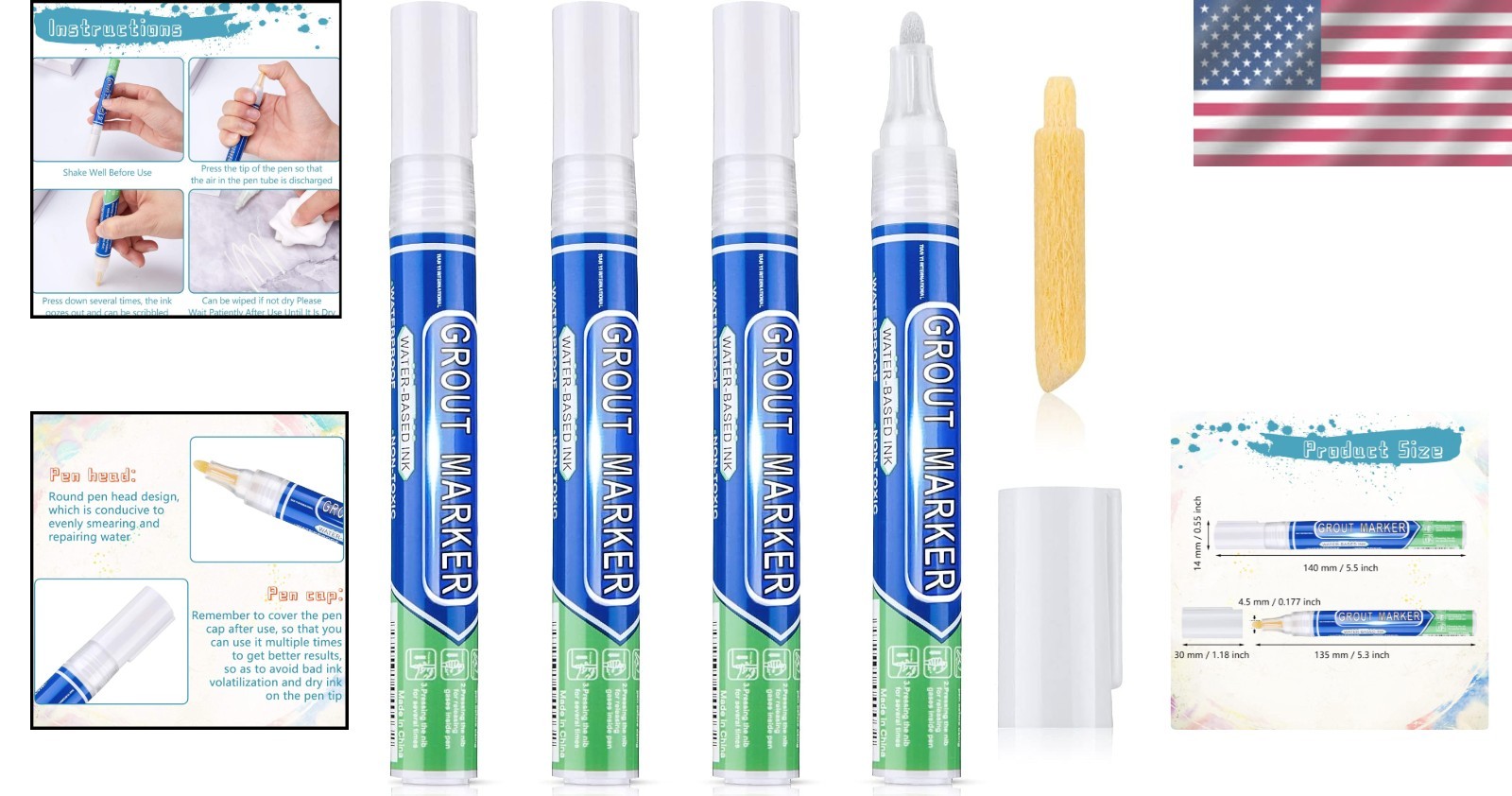 4 White Grout Repair Pens – Effortless Waterproof Tile Sealer for Home Elegance