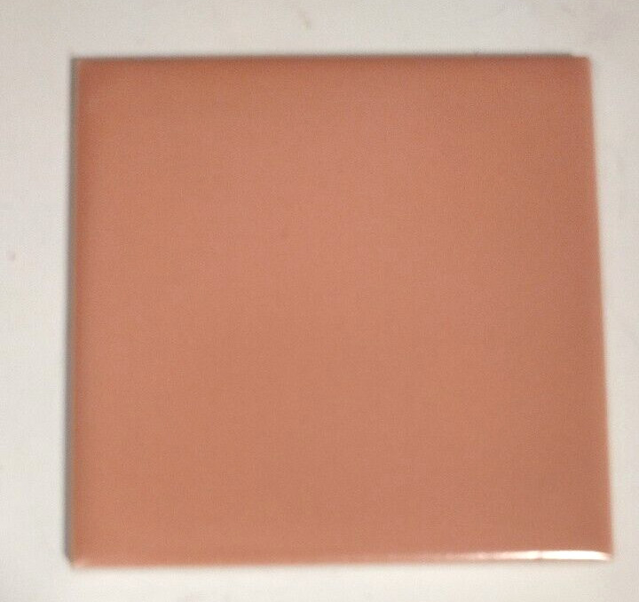 1 Wall Tile Mosaic USA 4-3/8″ Square Semi Gloss Coral Pink Ceramic 1950s Vintage