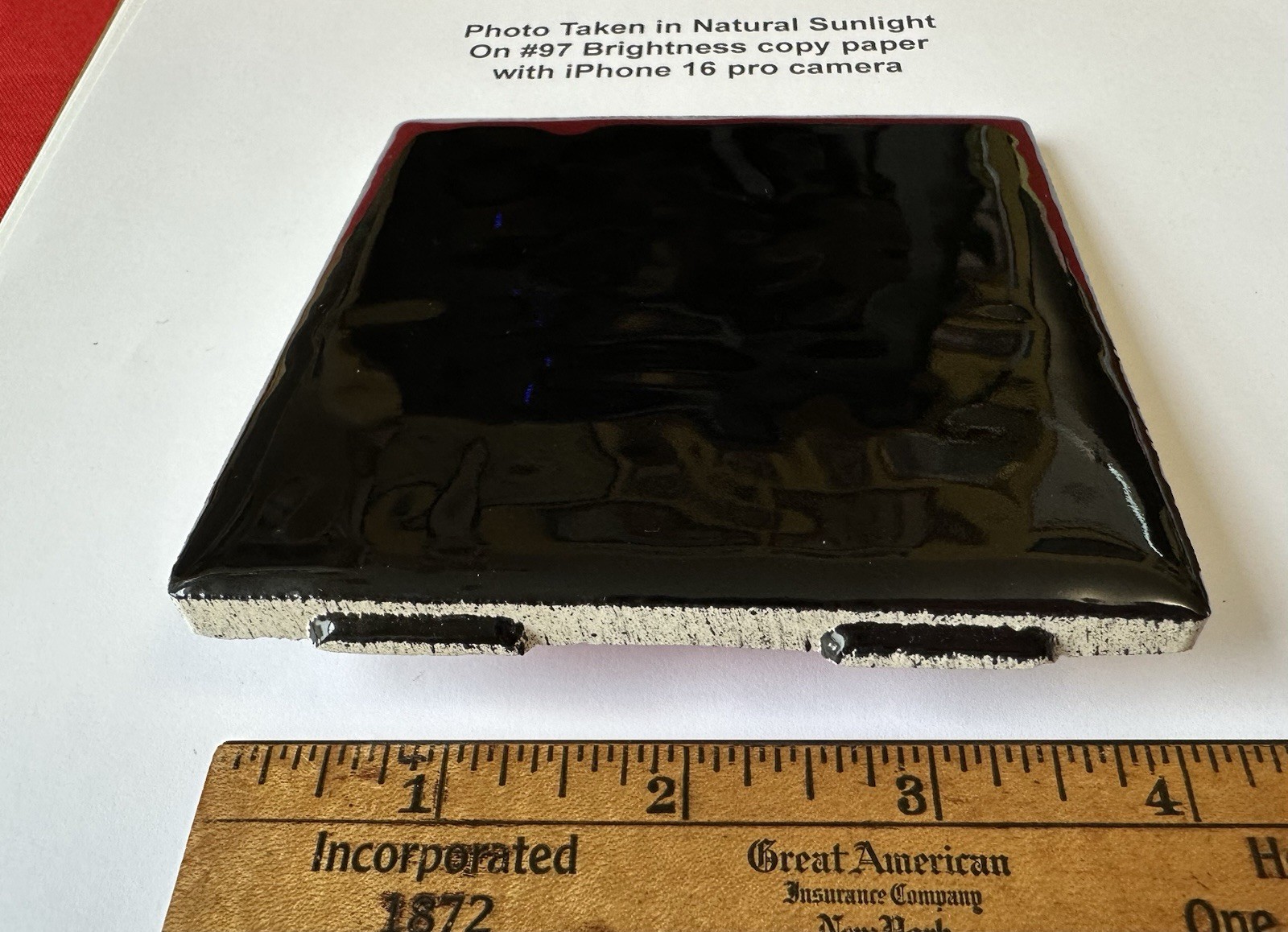 4 Pieces: Dark Rich Gloss Black: 4″ Very Bumpy Ceramic Tile by Monarch Co. NEW