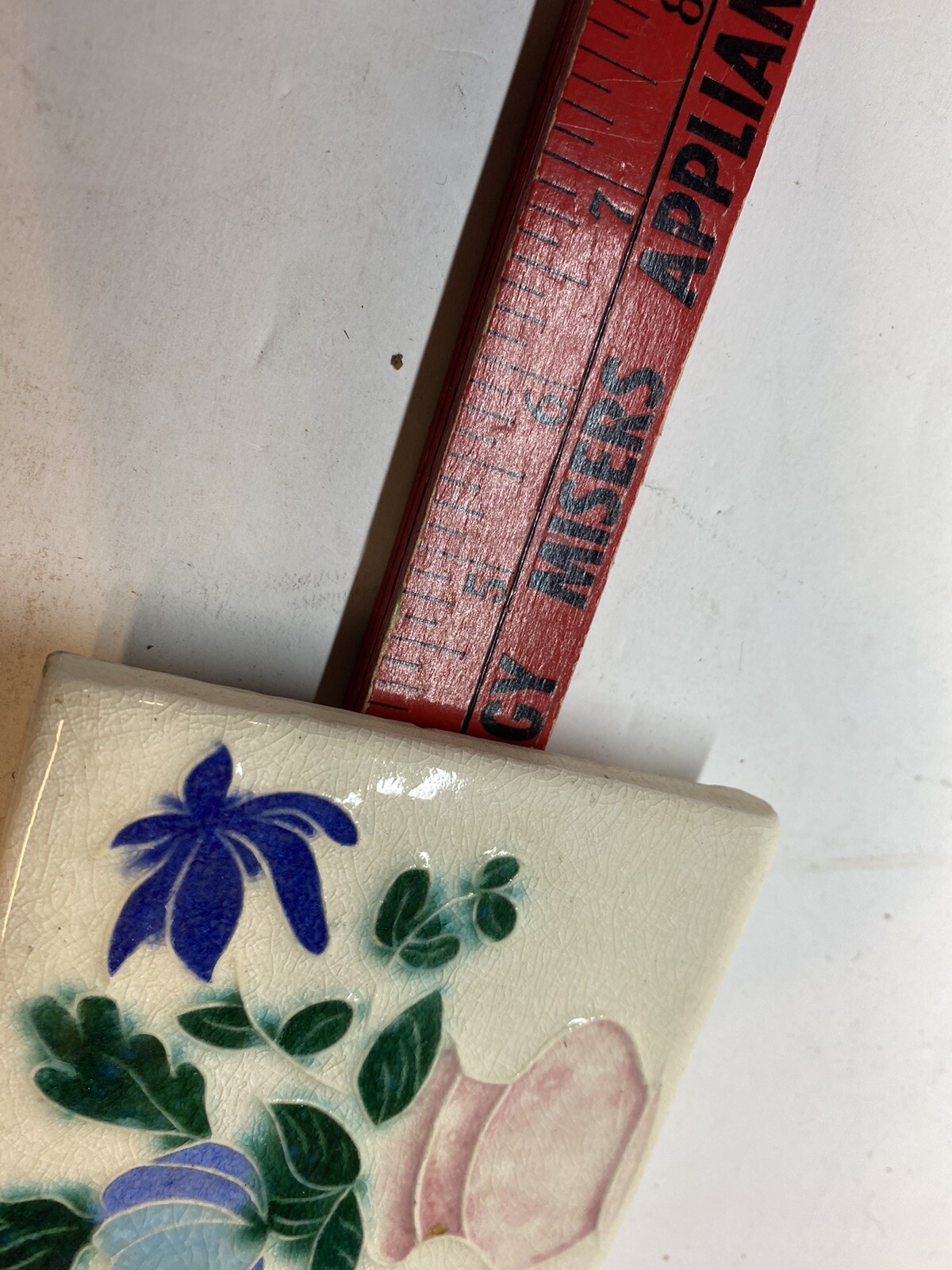 Vintage Ceramic Porcelain Kiln Fired Floral 4” Tile