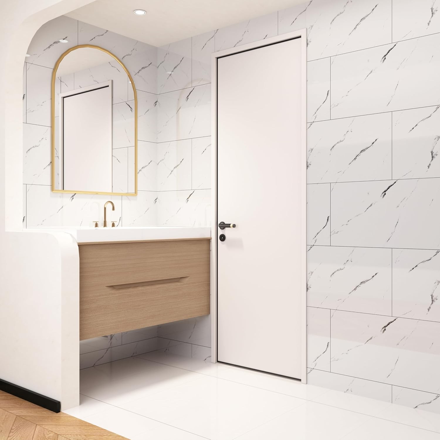 14Pcs Peel and Stick Wall Panels, 60x30cm Marble Look for Kitchen Living Room