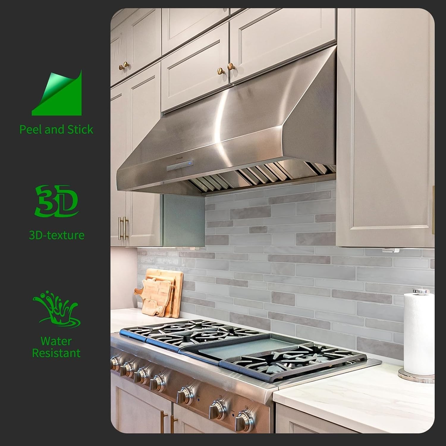 10 Sheet Marble Peel and Stick Backsplash, Beige & White