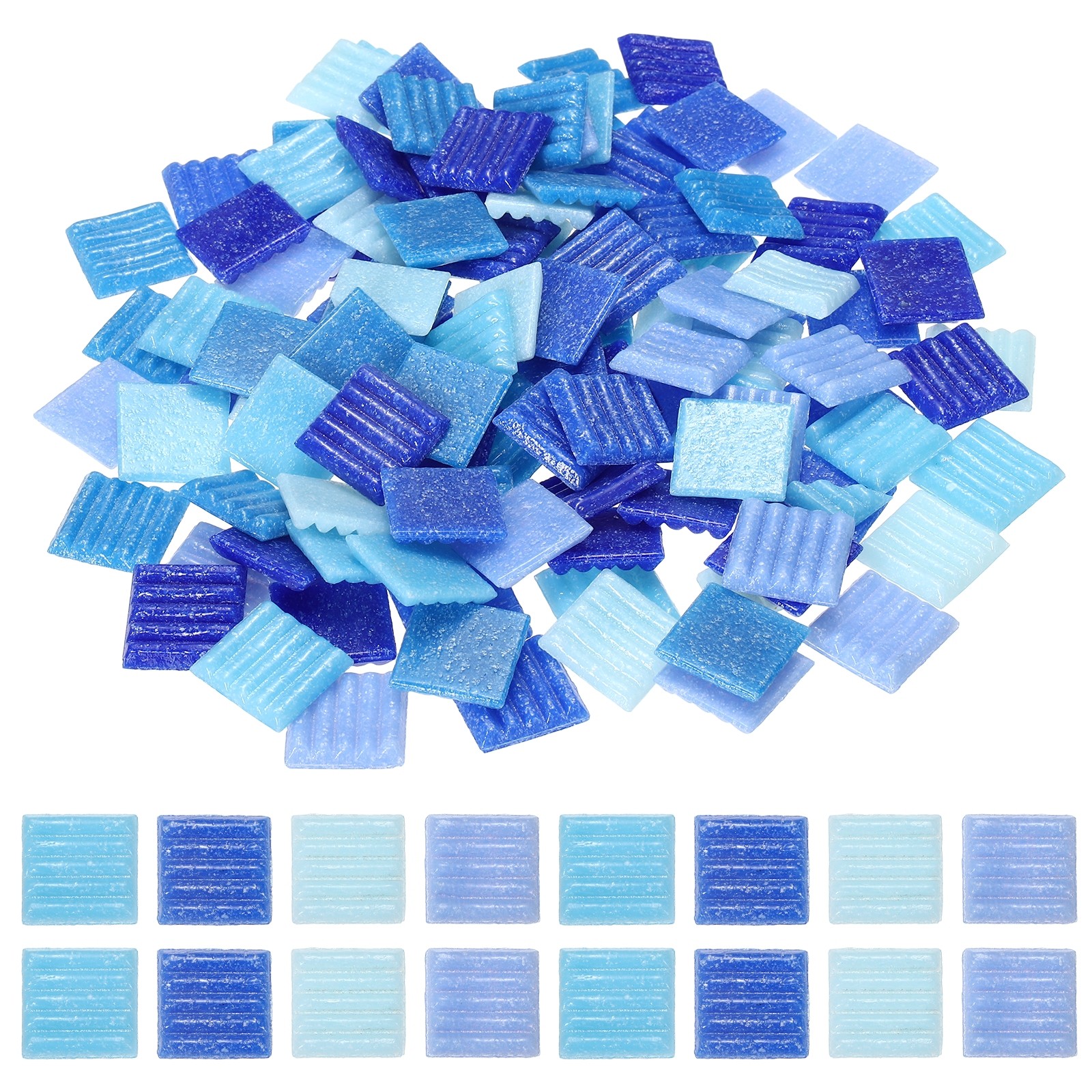 1.1LB Quartz Mosaic Tiles for Crafts Bulk, 3/4″ Square Mosaic, Mix Blue