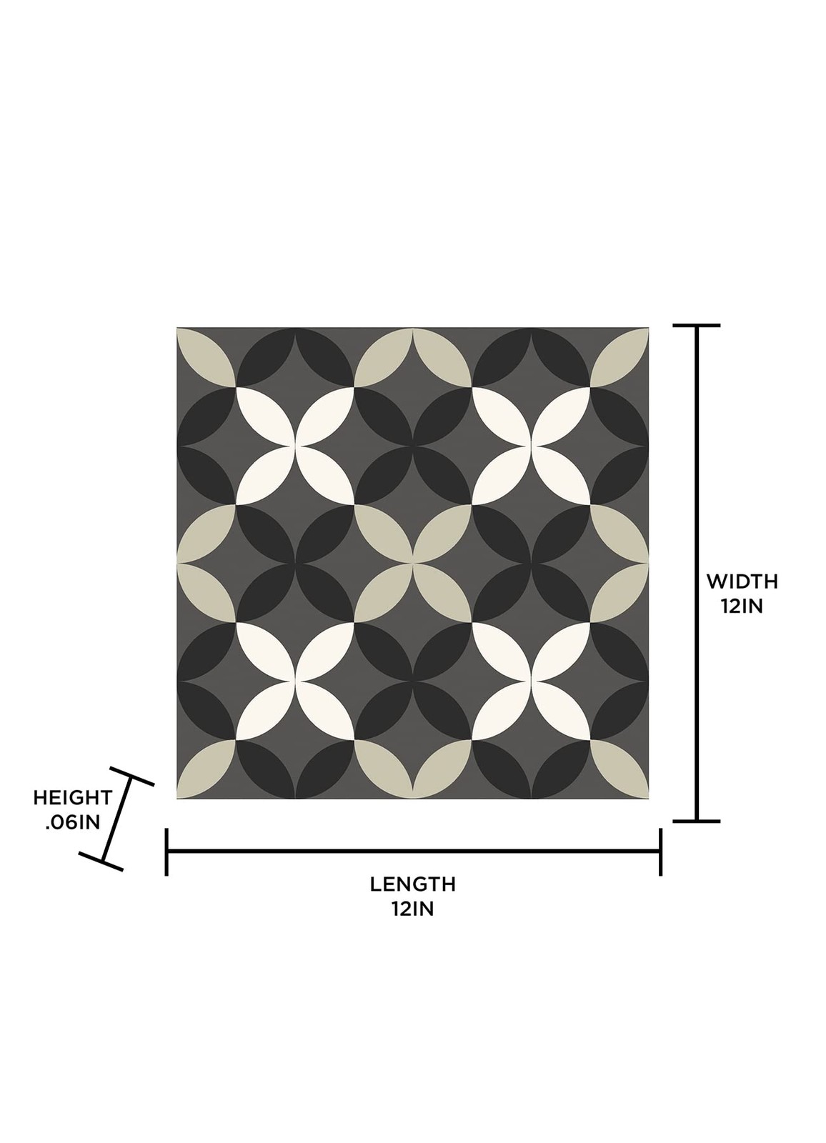 FloorPops Arbor Peel and Stick Floor Tiles, 12″L x 12″W x 0.06″T, Black