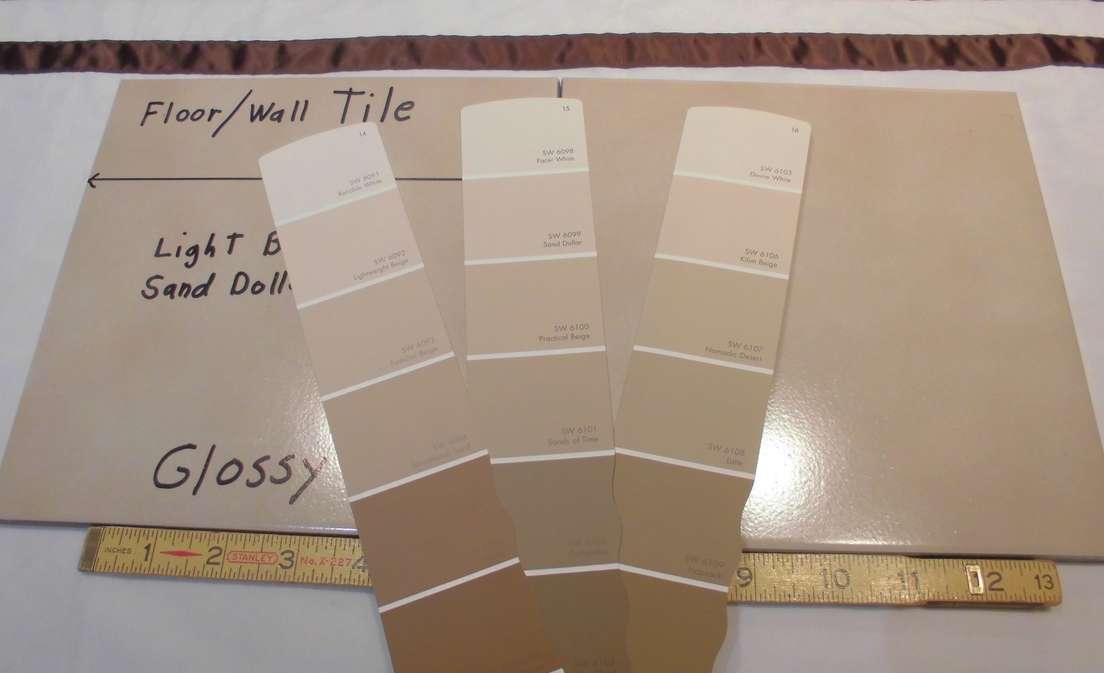 1 pc. *Light Brown* Ceramic / Porcelain Floor Tile 8″ X 8″ Smooth Glossy Finish