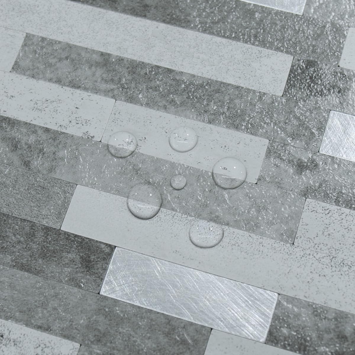 Faux Stone Peel and Stick Backsplash Wall Tiles for Kitchen Bathroom Grey Slate