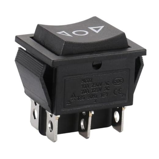 DPDT Rocker Switch (ON)-Off-(ON),6-Pin 3 Position Snap-in Toggle 1 Momentary