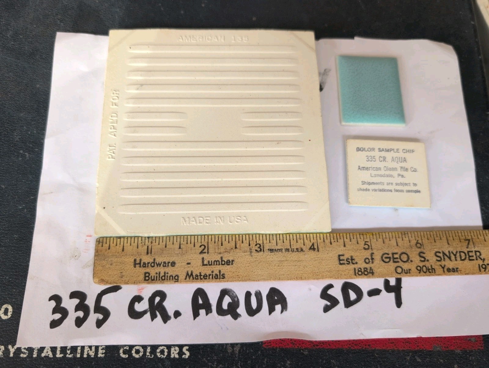 2 pcs American Olean Crystalline Aqua Blue #335 Tile 4-1/4″ SD-4 Scored 3rds USA