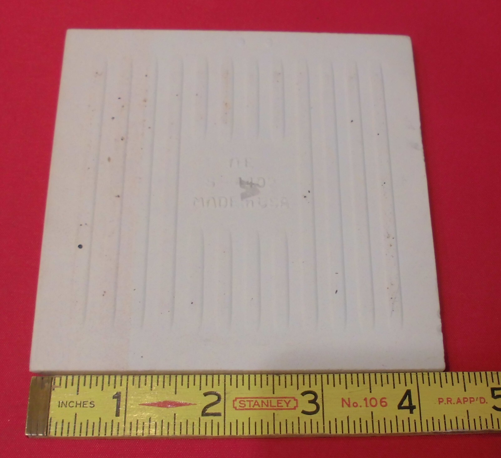 1 pc. Vintage Glossy Ceramic Bullnose Tile 4-1/4” *Coral-Pink* American Olean
