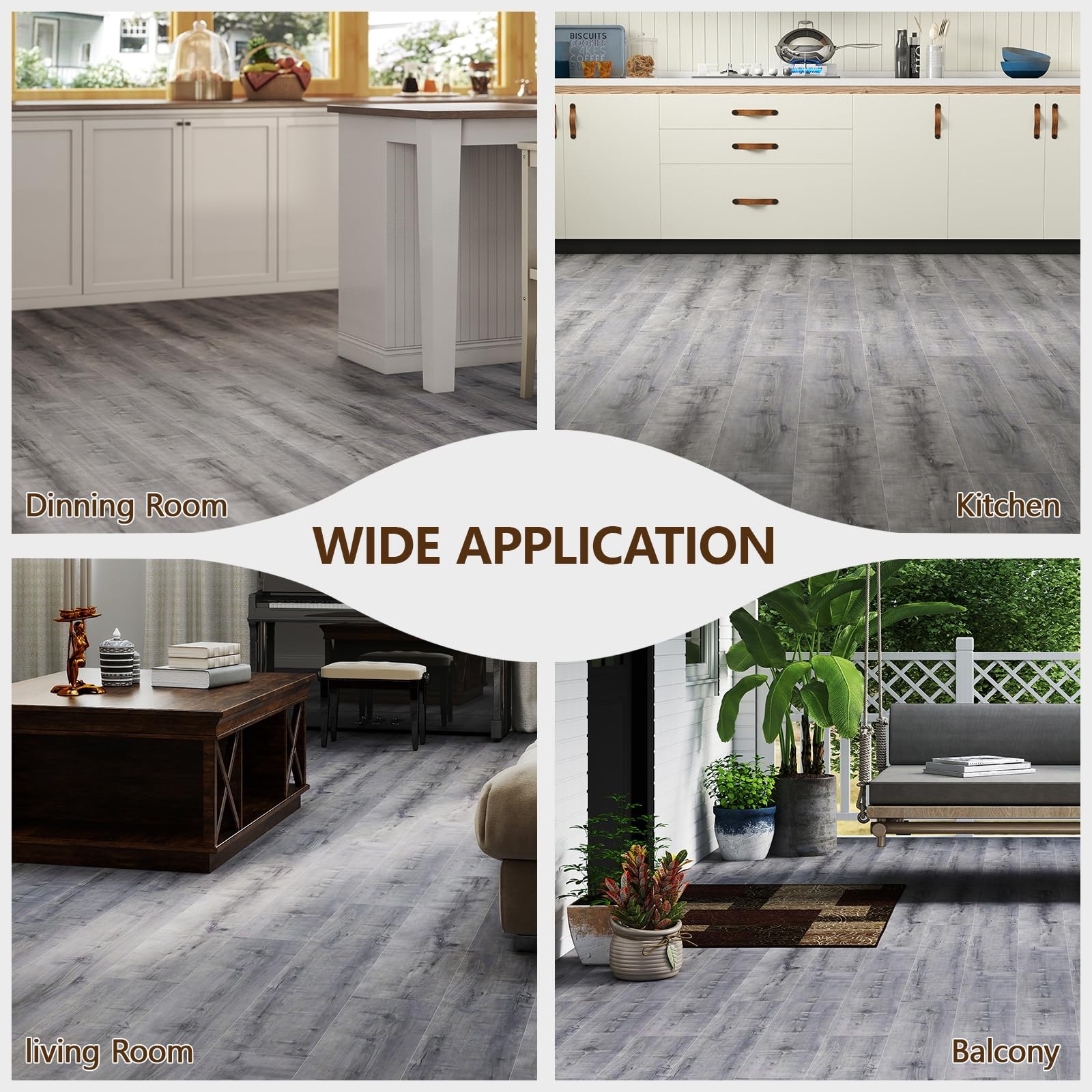 Peel and Stick Floor Tile, 36-Pack 36″x 6″ Smoke Grey Wood Grain Sticky Tiles…