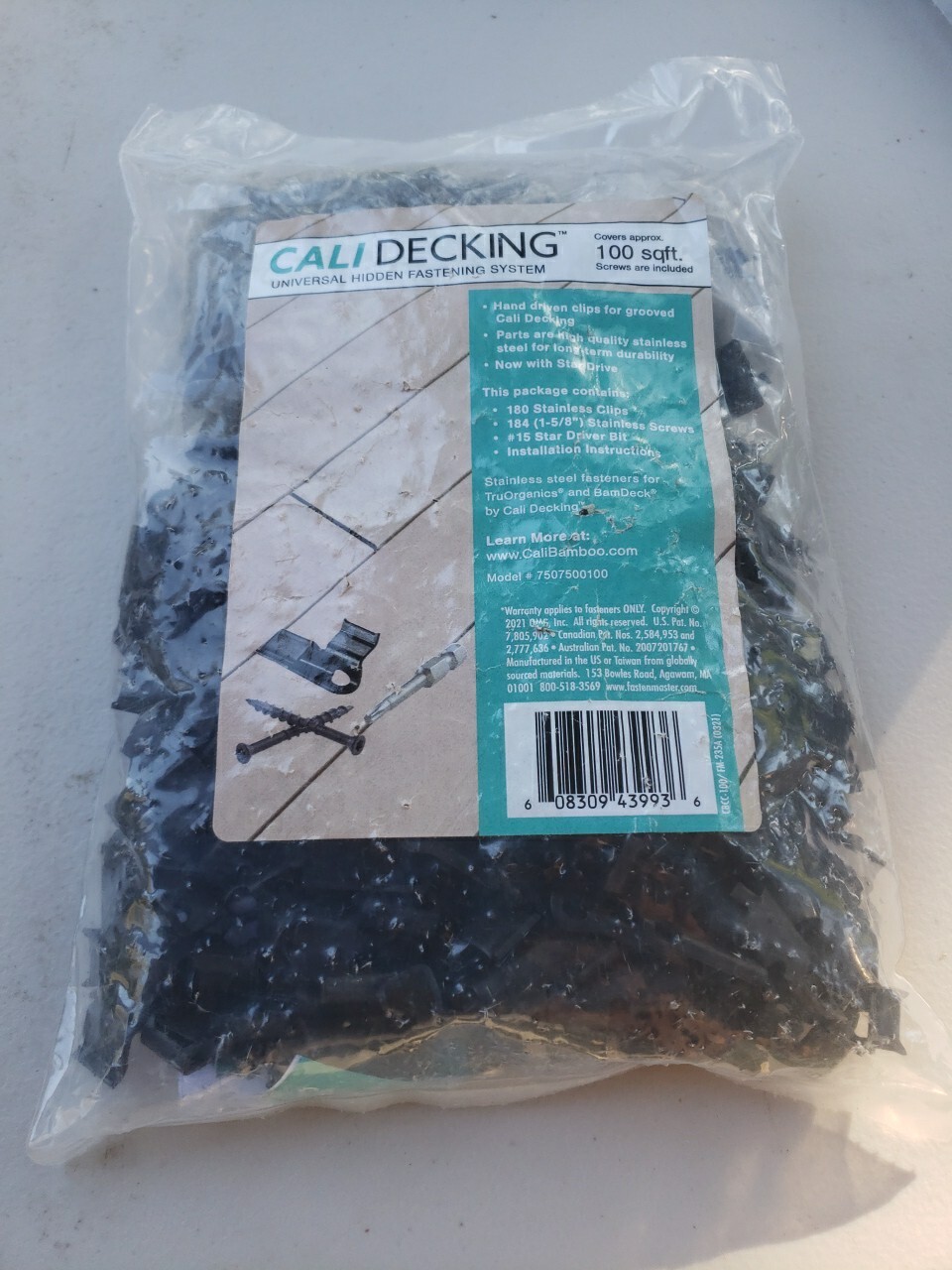 180 Pieces Cali Decking, 1-5/8″ Composite Decking Screws, Brackets/Clips, w/Bit