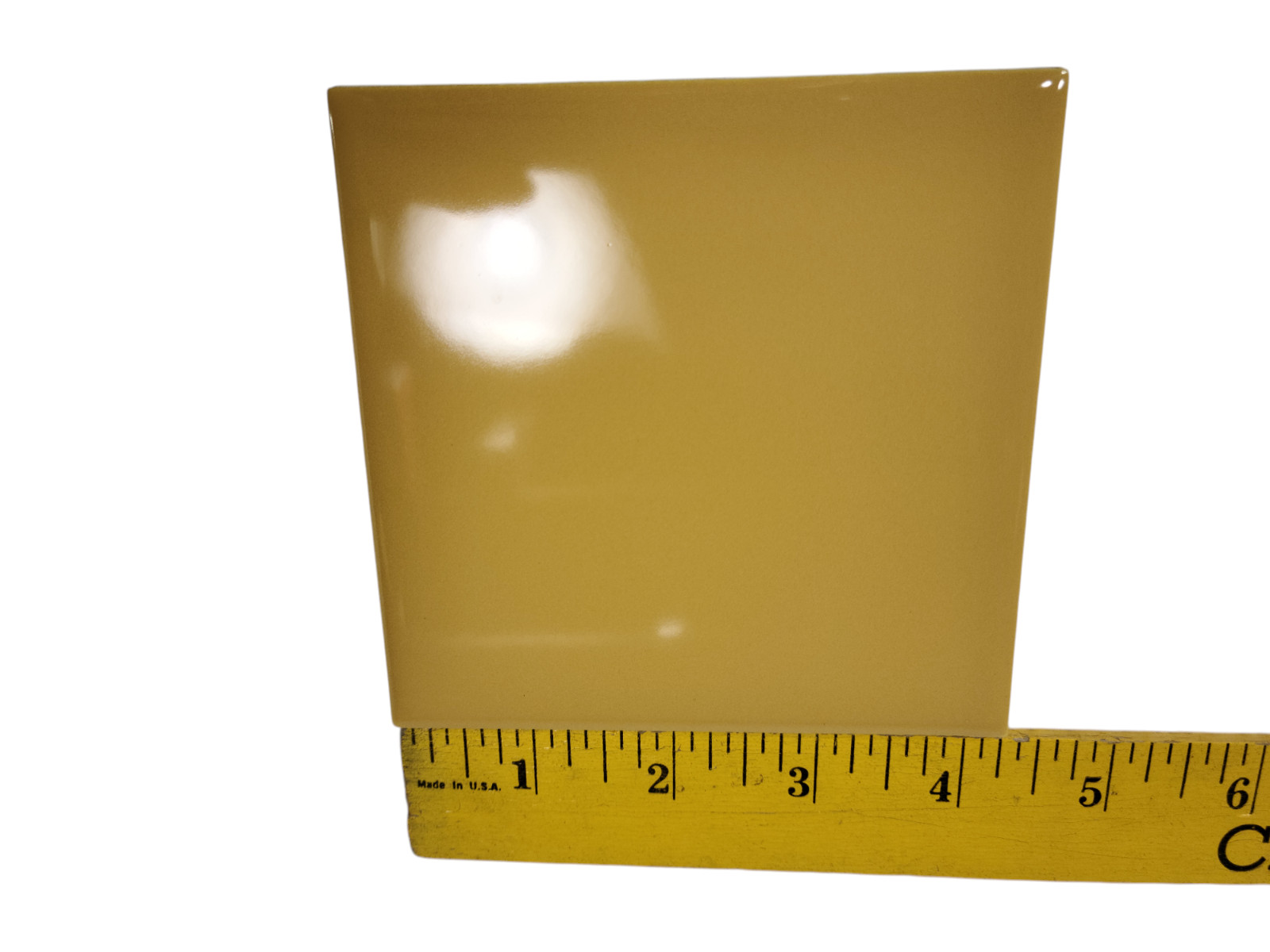 Orange Ceramic Tile 4.25 in Subway Square Mid Century Modern Mustard Goldenrod
