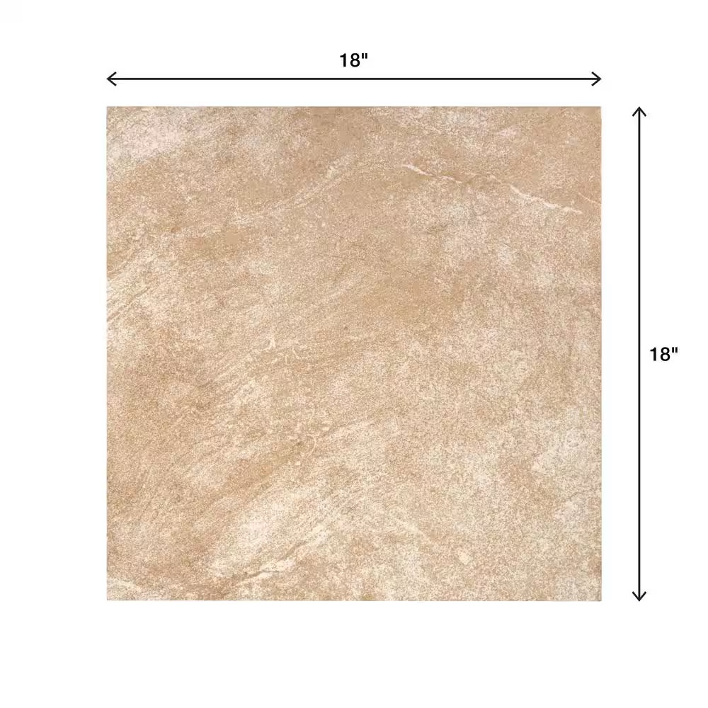 Portland Stone Beige 18 In. X 18 In. Glazed Ceramic Floor and Wall Tile (17.44 S