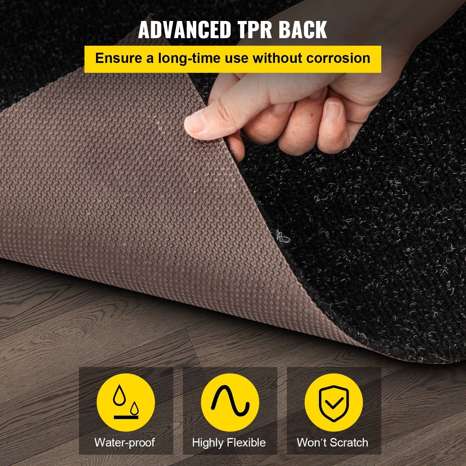 Charcoal Black Waterproof Marine Carpet Roll, 5.9x30ft, 4.6mm Thick