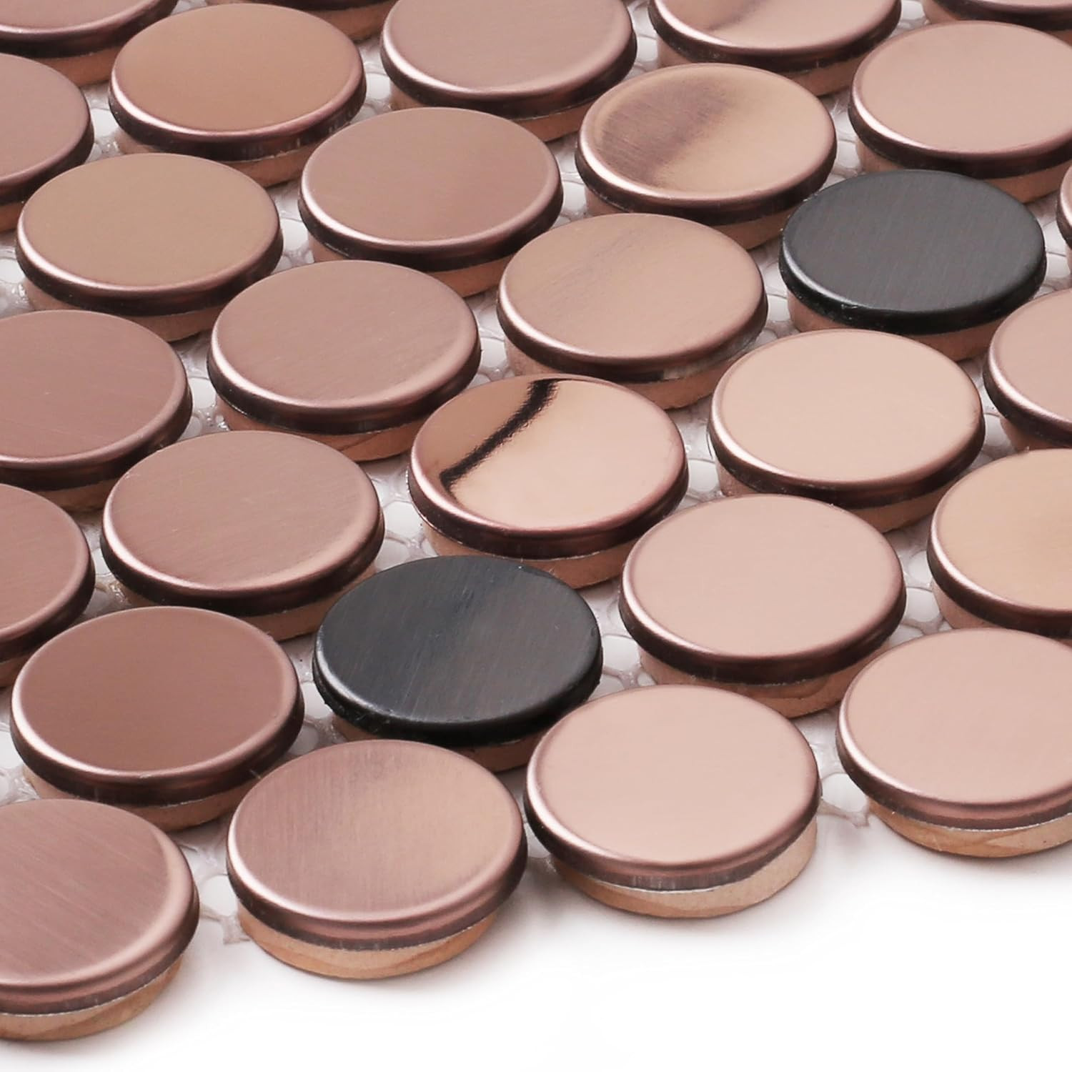 Copper Bronze Penny Round Mosaic Tiles for Kitchen and Bathroom [5 Sheets]