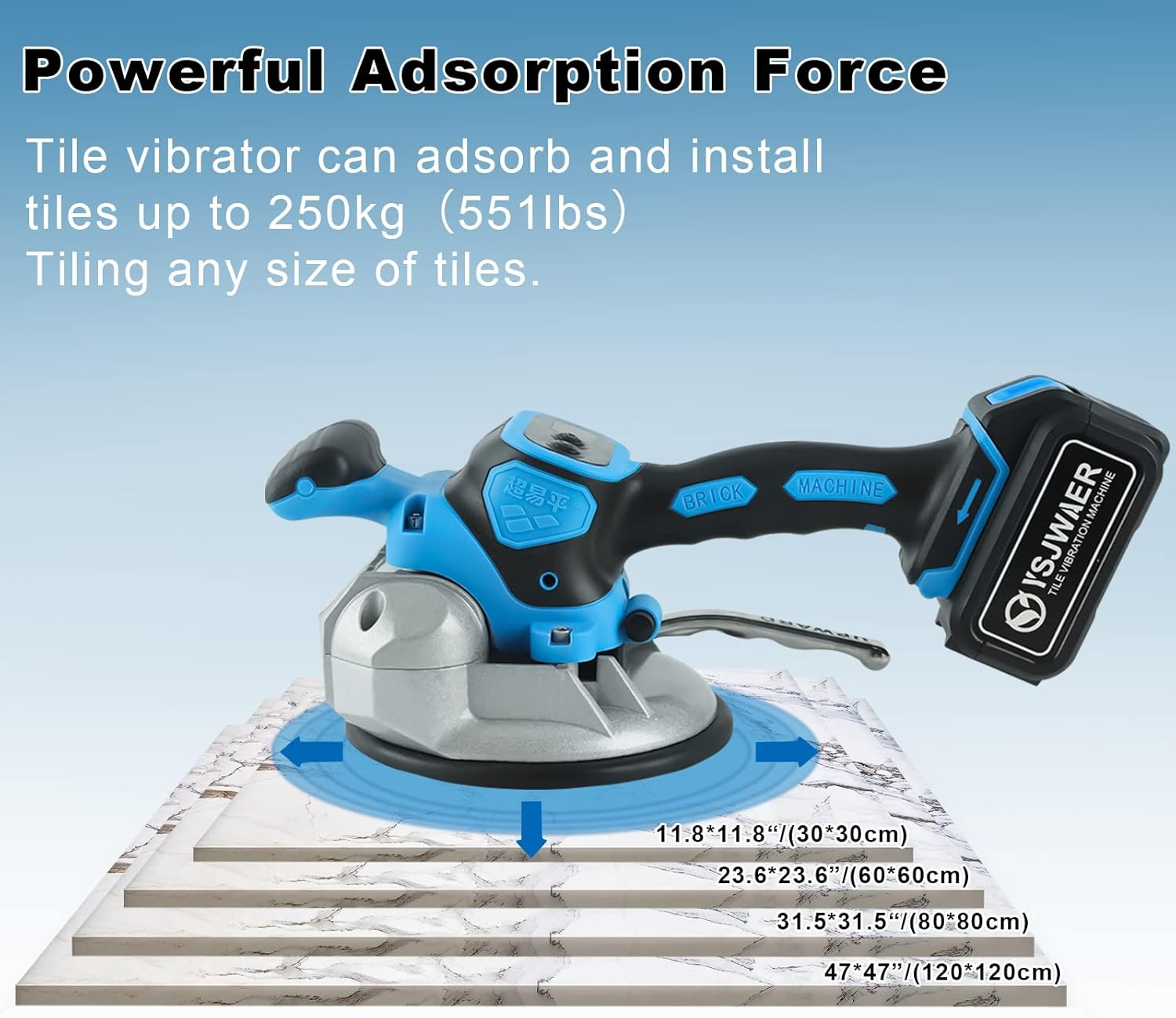 Automatic Tile Vibration Tool – 25000mAh, 6 Speed, 160mm Suction Cup