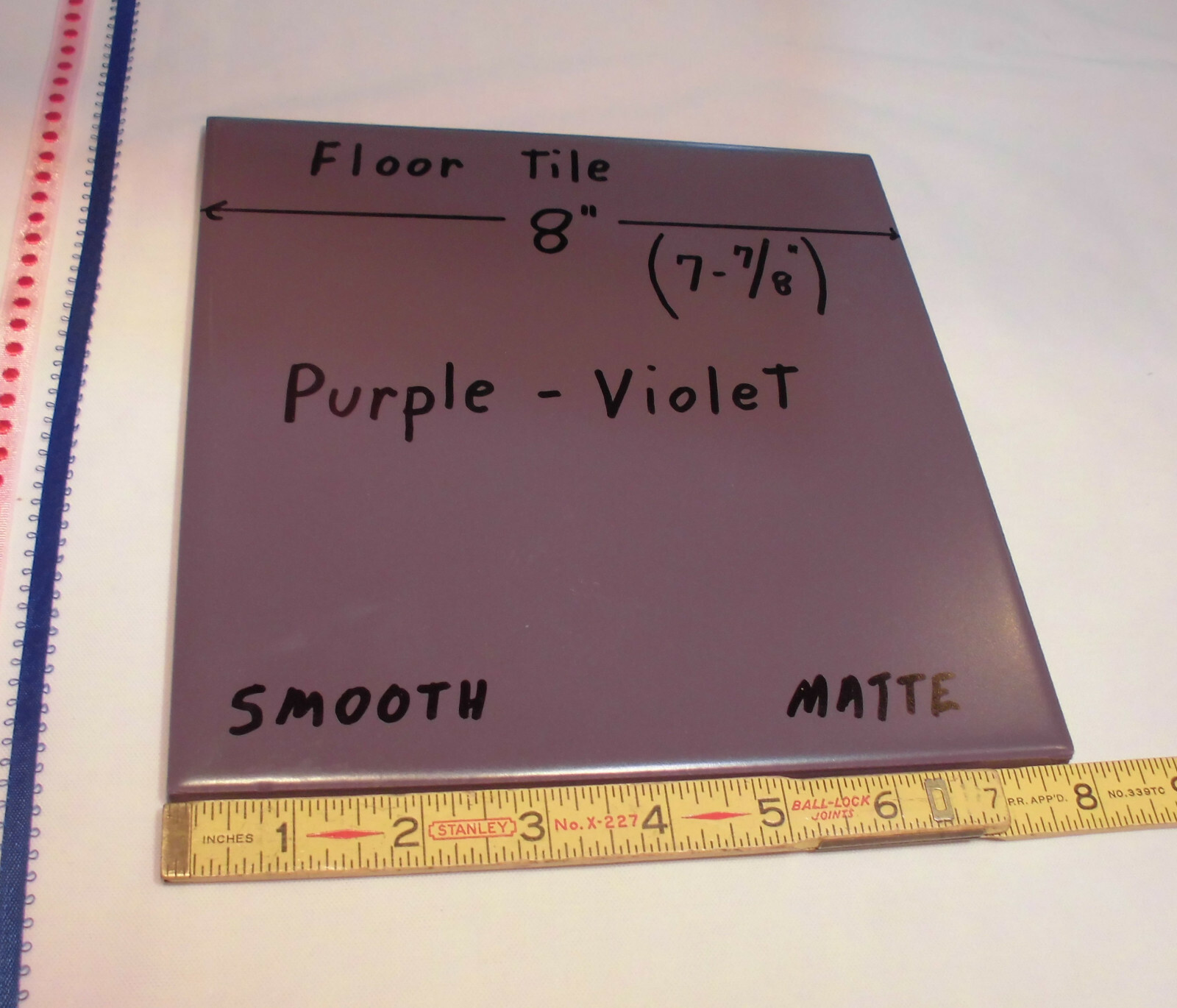 1 pc. *Purple – Violet* Ceramic Floor Tile: 8″ X 8″ Smooth Matte Finish