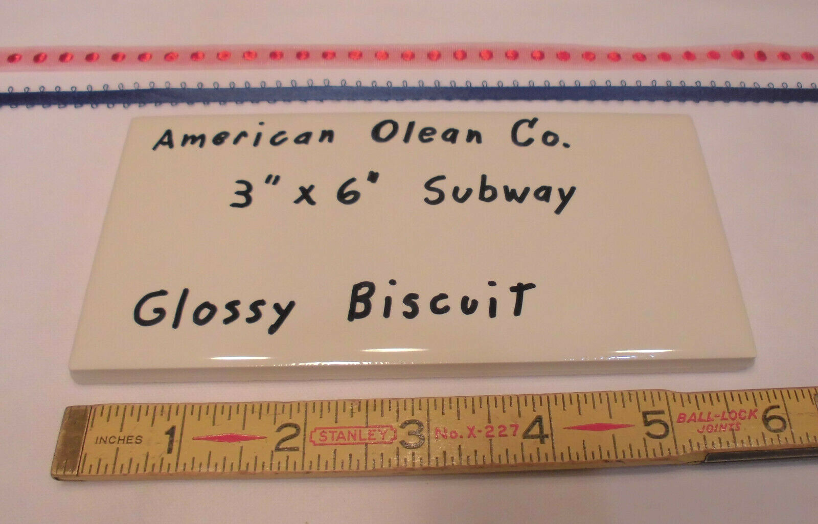 1 pc. *Glossy Biscuit* 3″ X 6″ Subway Ceramic Tiles; American Olean: New Stock