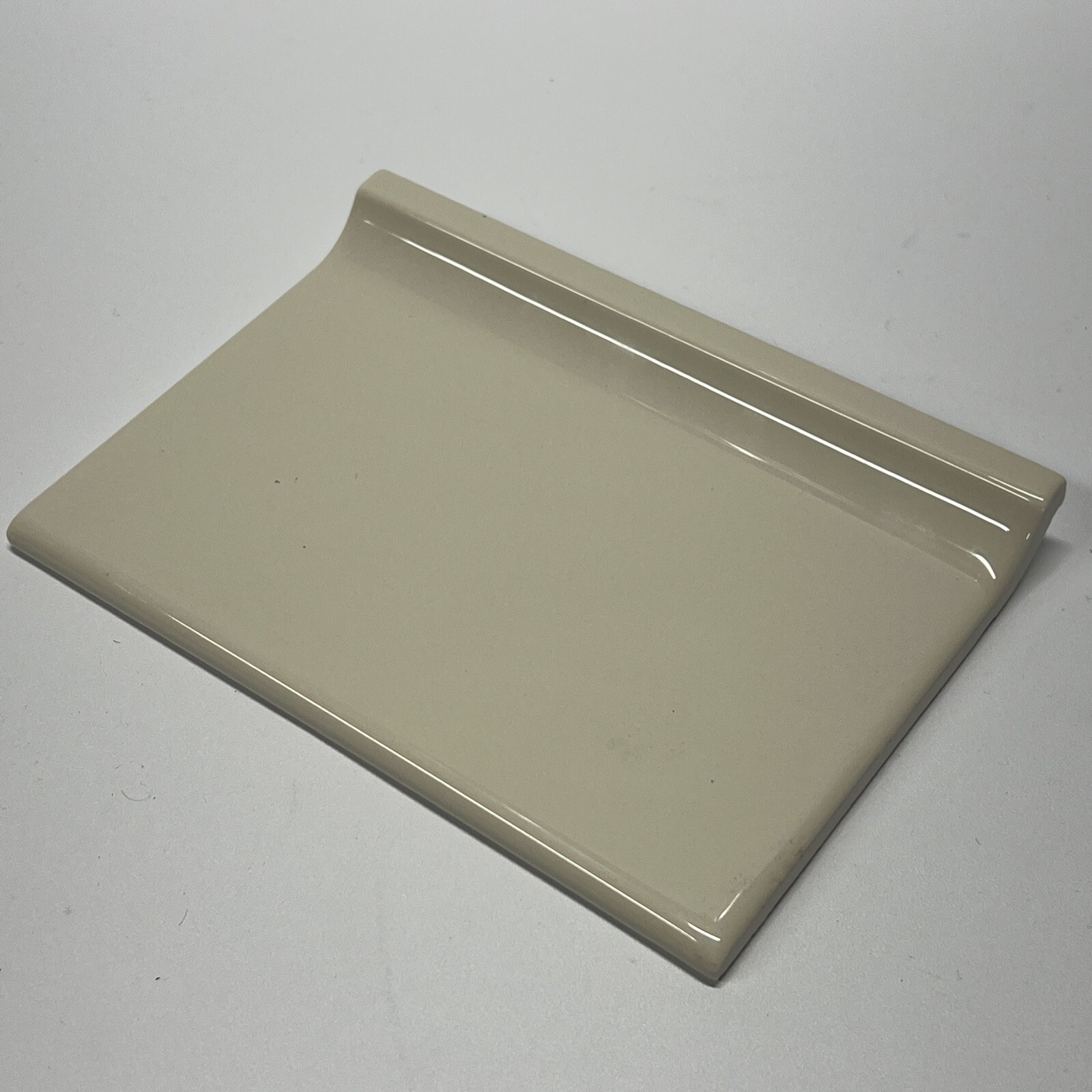 Light Tan Ceramic Tile Vintage FT Mid Century Modern 4 1/4 x 6 Edge Lip Tile