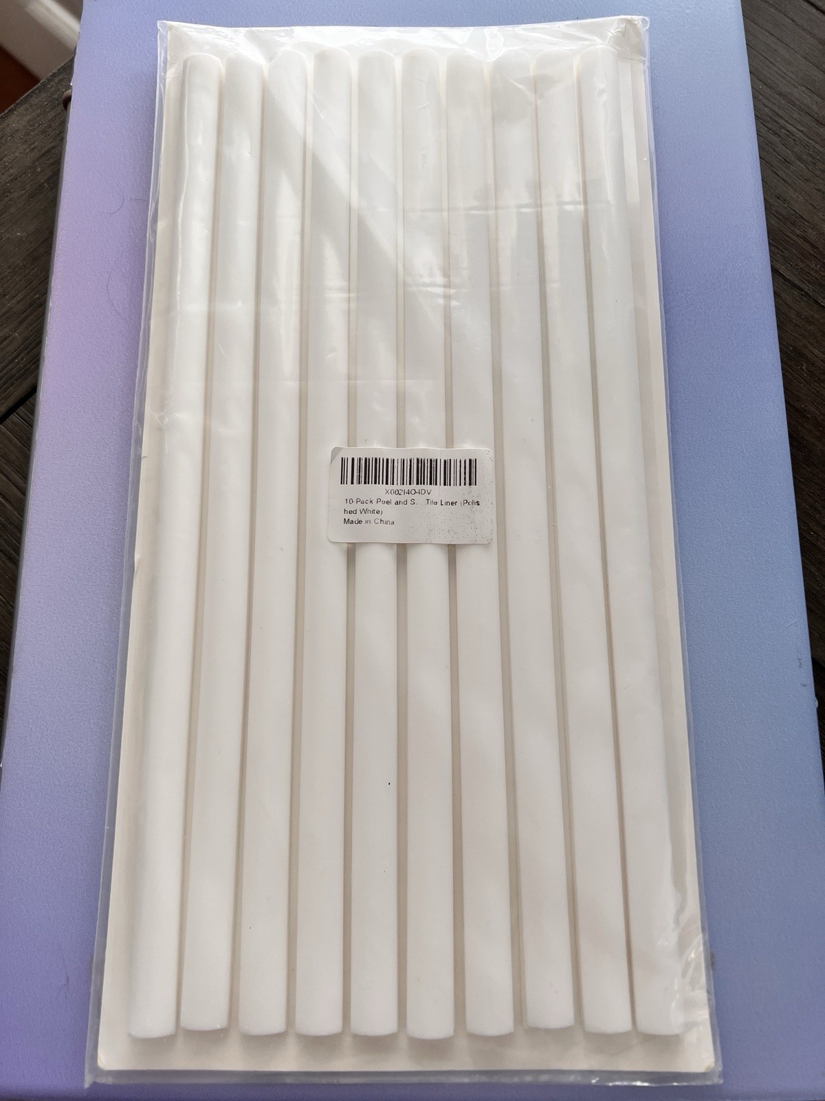 10 Ten Pack Tile Trim Liner Peel And Stick Silicone White 12 x .5 Inch Easy Cut