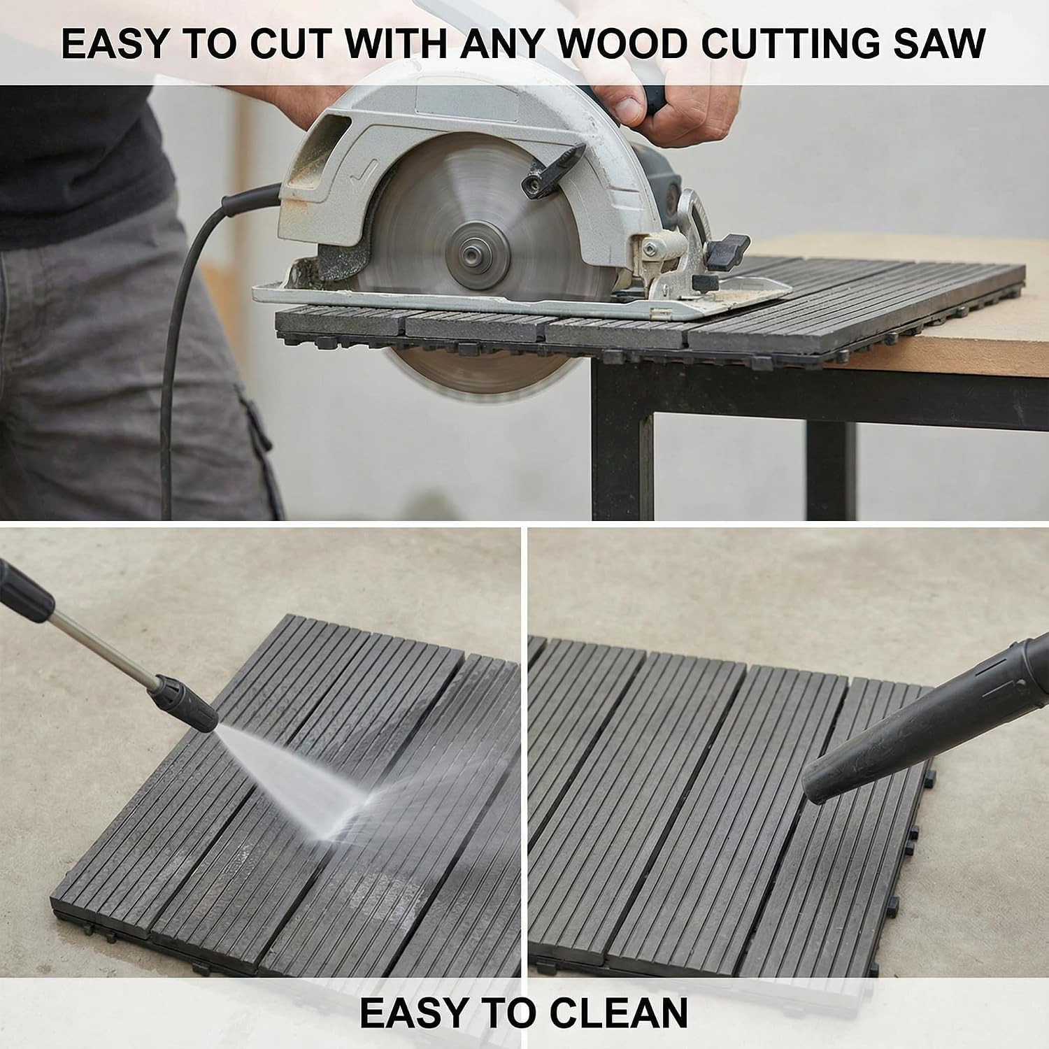Interlocking Deck Tiles – 1 WPC Tile – Premium Composite Wood Outdoor Flooring T
