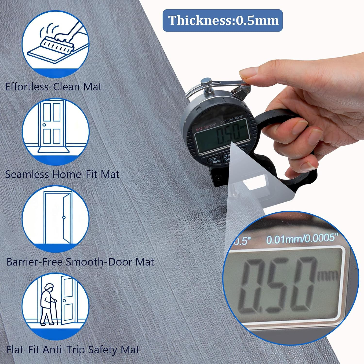 Dark Grey Oak Vinyl Flooring Roll 39.4″ x 196.8″ – Waterproof & Easy DIY
