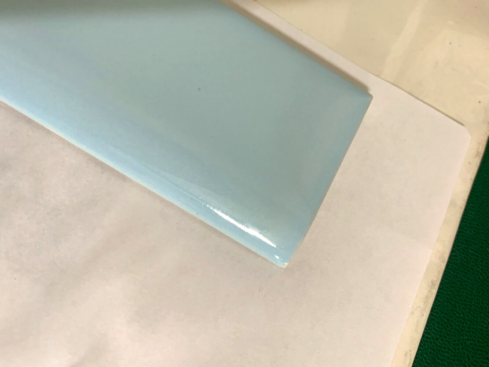 Wenczel Ceramic 2″ x 6″ Flat Surface Bullnose *Pastel Blue* Gloss *2* pcs