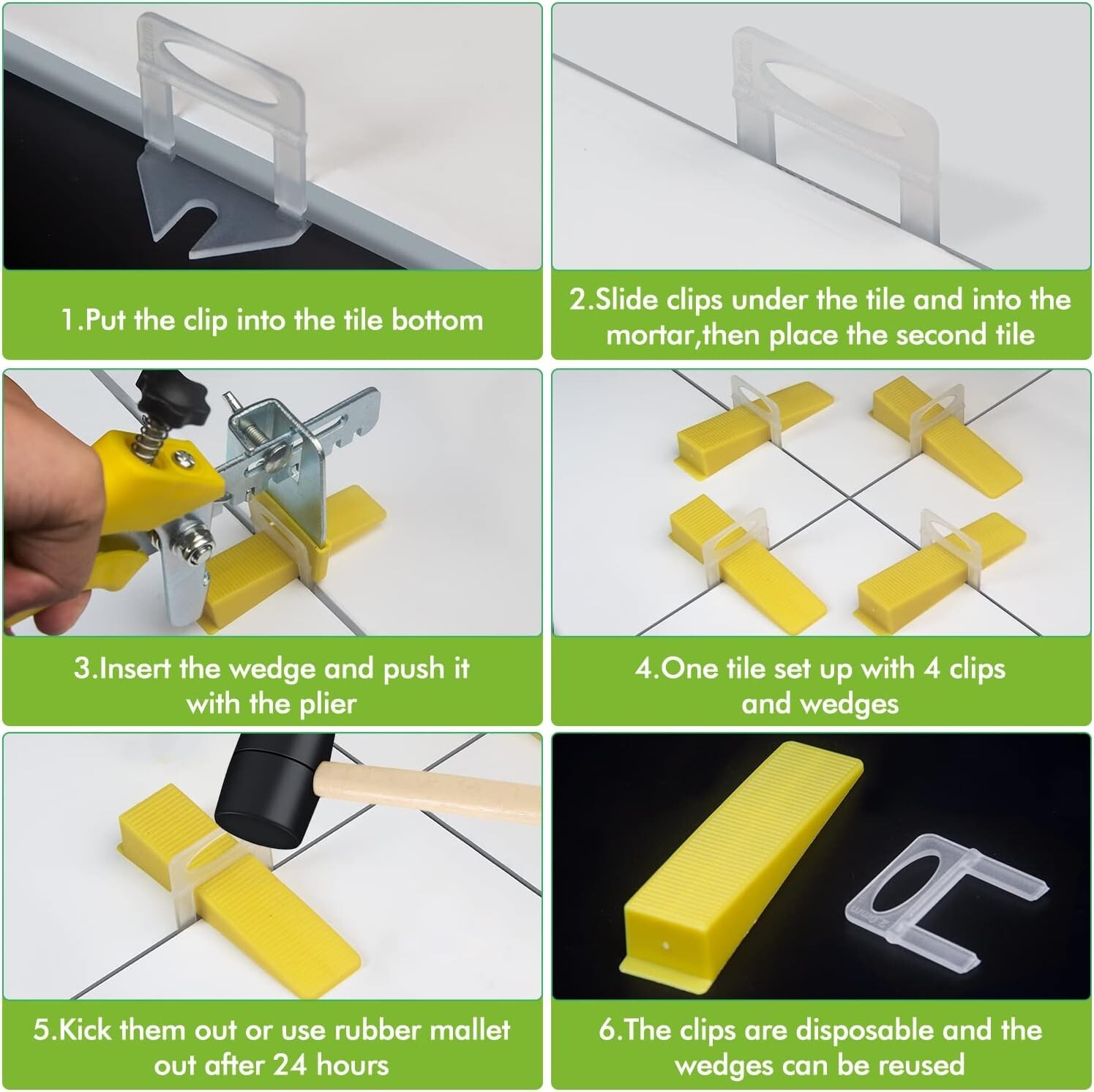 200pcs 1/16″ Tile Leveler Spacers Clip for Wall/Floor Ceramic Tile,Stone DIY PRO