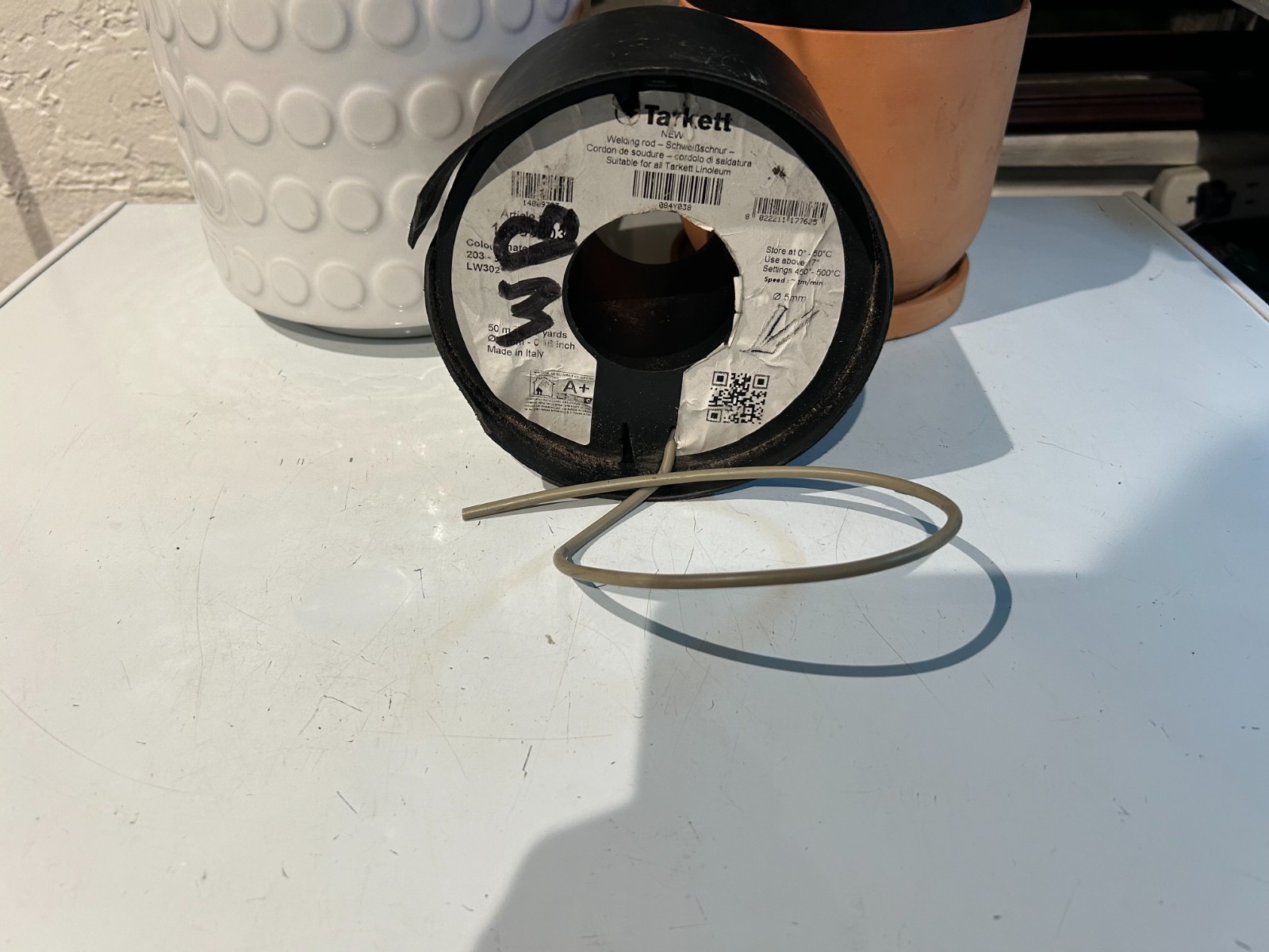TARKETT* Model 203-303-714-LW302 Standard Plus ,Vinyl Solid Weld Rod/Sand/Gray L