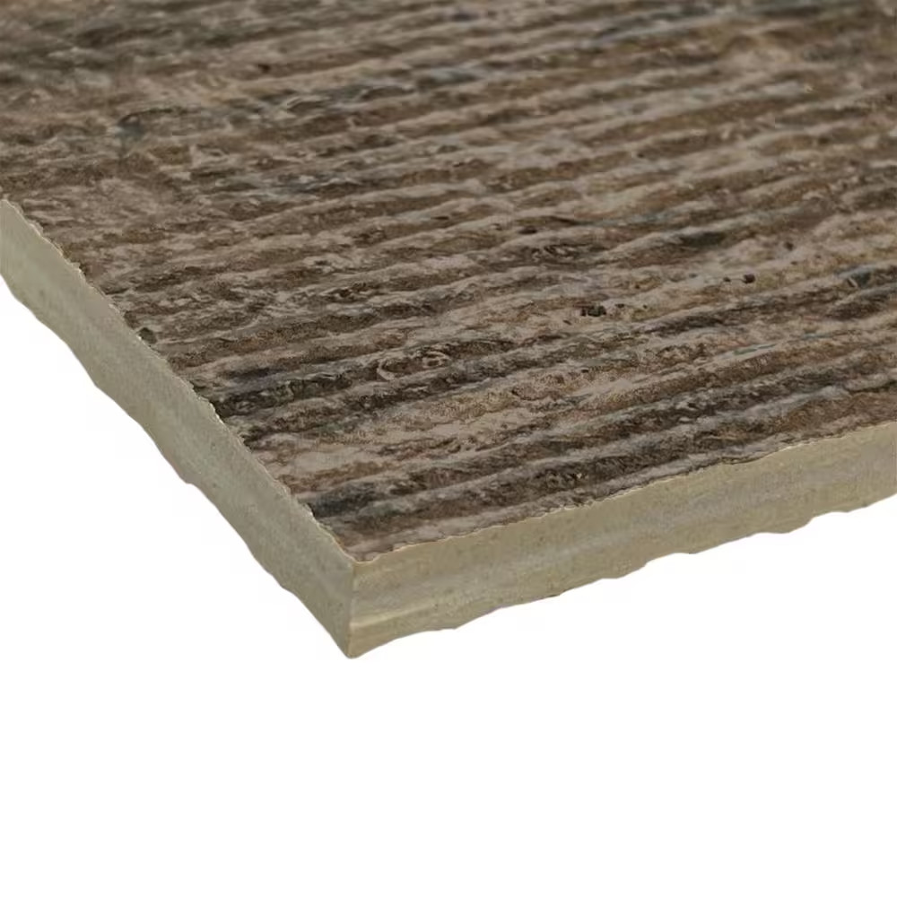 American Travertine Titanium 24 In. X 48 In. Chiseled 3D Porcelain Large Format